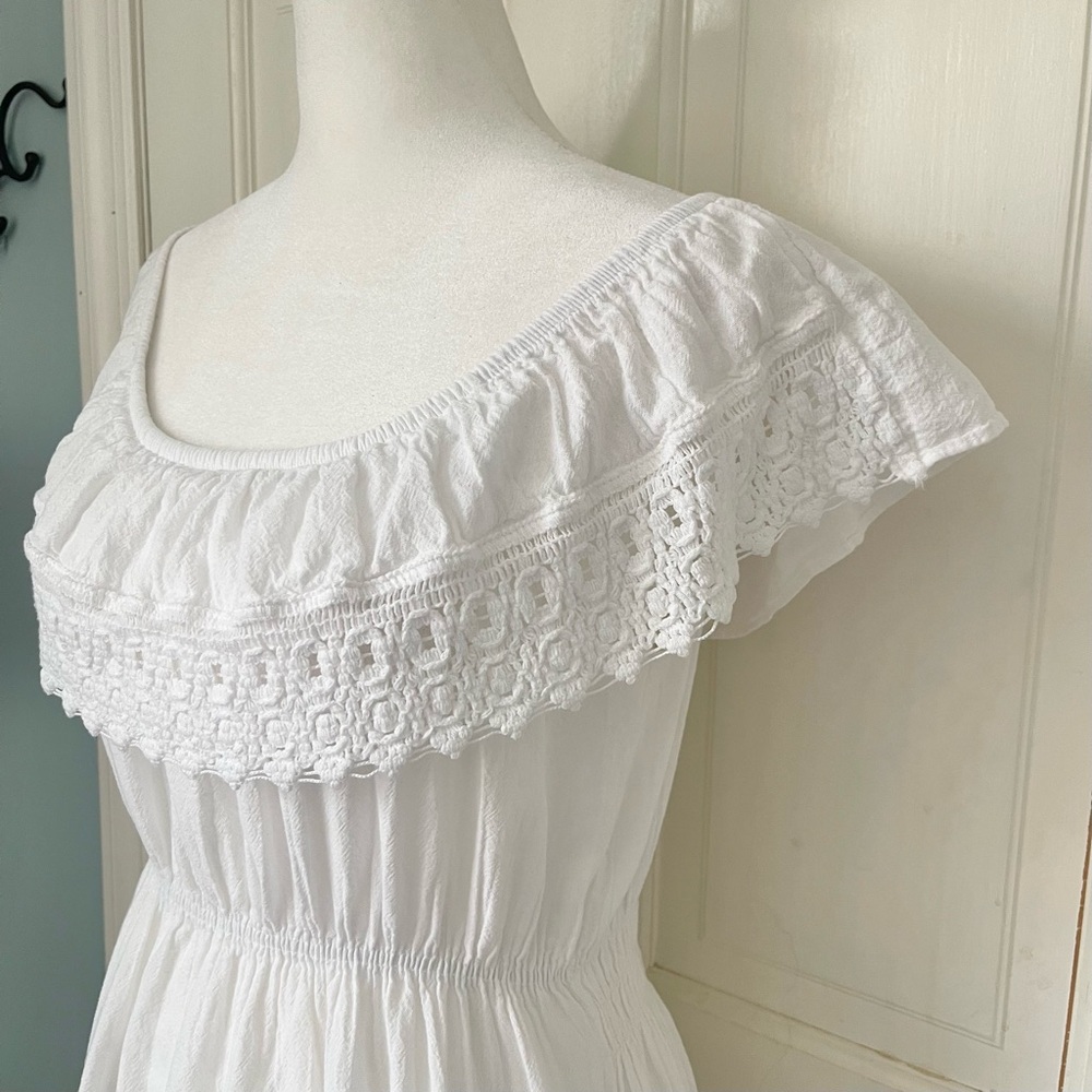 Blanco by Nature 100% Peruvian Cotton Taylor Sun Dress Medium White Beach Boho - Picture 9 of 11